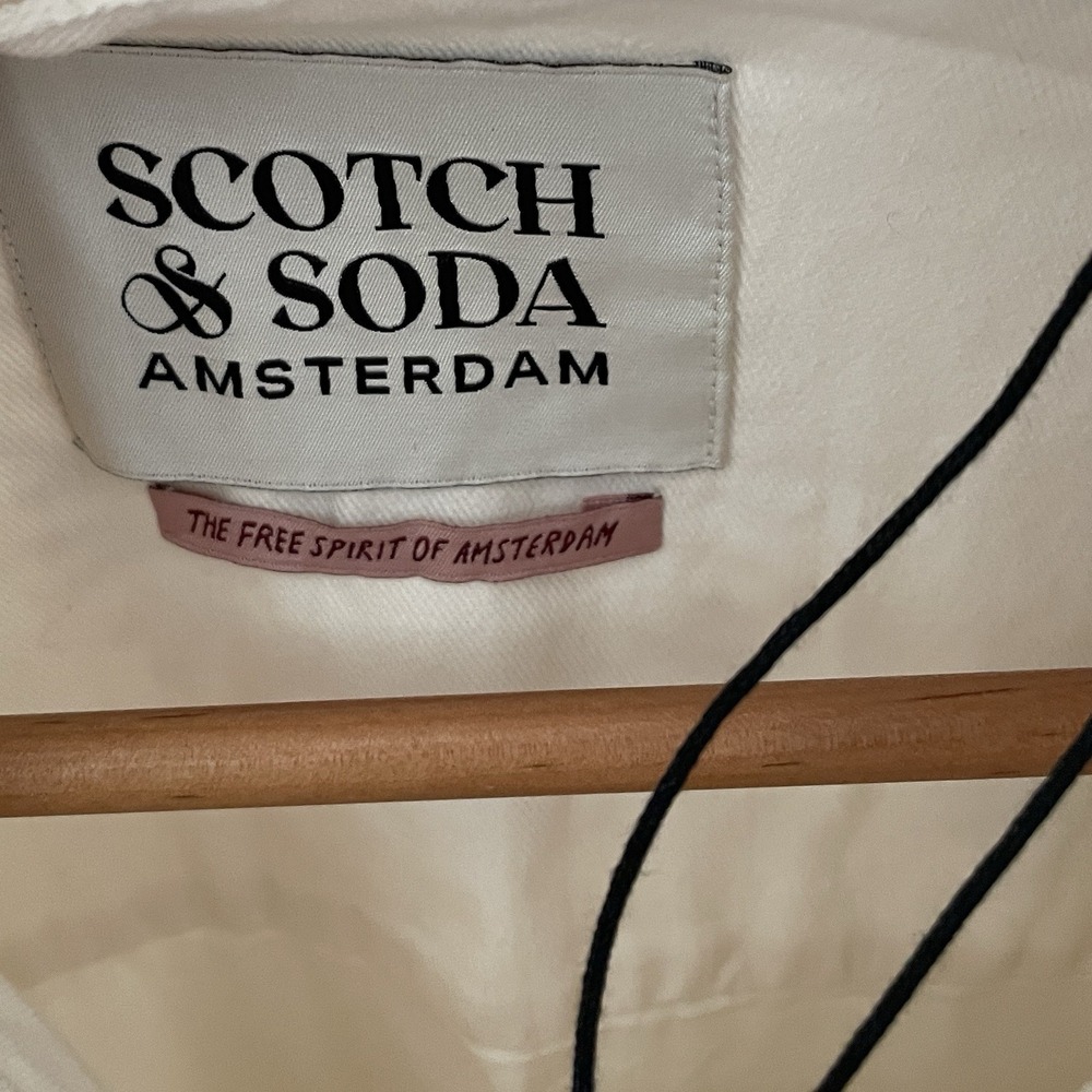 Scotch & Soda Amsterdam Trucker Cream Denim Jacket‎ Embellished Belted Large - Picture 10 of 11